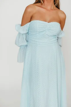 New Worth Collective Corrine Tiered Sleeve Maxi Dress with Pockets in Baby Blue - Bump Frie