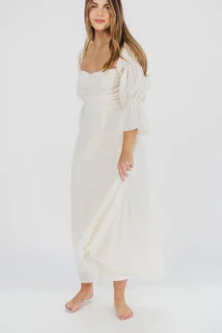 Outlet Worth Collective Corrine Tiered Sleeve Maxi Dress with Pockets in Ivory Cream - Bump Fr