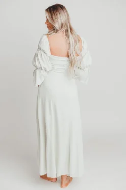 Fashion Worth Collective Corrine Tiered Sleeve Maxi Dress with Pockets in Mint - Bump Friendly