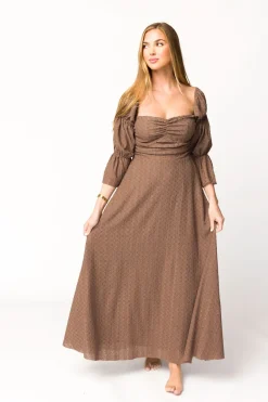 Fashion Worth Collective Corrine Tiered Sleeve Maxi Dress with Pockets in Deep Mocha - Bump Fri