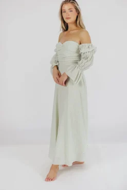 Fashion Worth Collective Corrine Tiered Sleeve Maxi Dress with Pockets in Mint - Bump Friendly