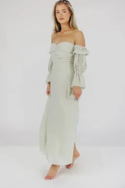 Fashion Worth Collective Corrine Tiered Sleeve Maxi Dress with Pockets in Mint - Bump Friendly