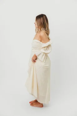 Outlet Worth Collective Corrine Tiered Sleeve Maxi Dress with Pockets in Butter Yellow - Bump