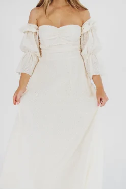 Outlet Worth Collective Corrine Tiered Sleeve Maxi Dress with Pockets in Ivory Cream - Bump Fr
