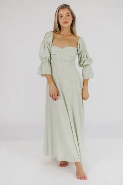Fashion Worth Collective Corrine Tiered Sleeve Maxi Dress with Pockets in Mint - Bump Friendly