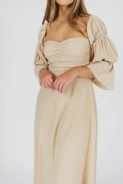 Hot Worth Collective Corrine Tiered Sleeve Maxi Dress with Pockets in Beige - Bump Friendly