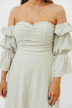 Fashion Worth Collective Corrine Tiered Sleeve Maxi Dress with Pockets in Mint - Bump Friendly