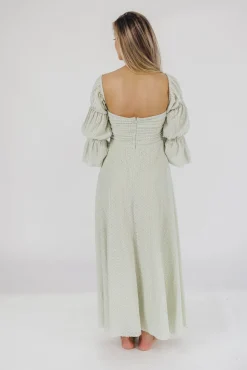 Fashion Worth Collective Corrine Tiered Sleeve Maxi Dress with Pockets in Mint - Bump Friendly