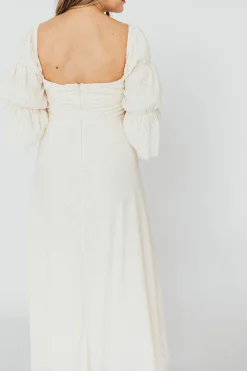 Outlet Worth Collective Corrine Tiered Sleeve Maxi Dress with Pockets in Ivory Cream - Bump Fr
