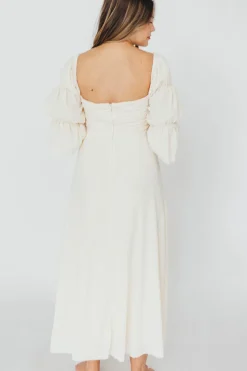 Outlet Worth Collective Corrine Tiered Sleeve Maxi Dress with Pockets in Ivory Cream - Bump Fr