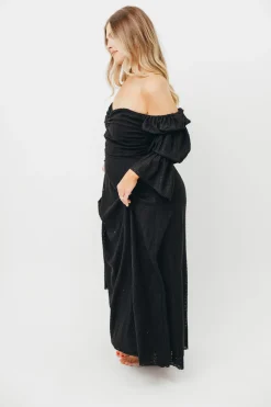 Sale Worth Collective Corrine Tiered Sleeve Maxi Dress with Pockets in Black - Bump Friendly