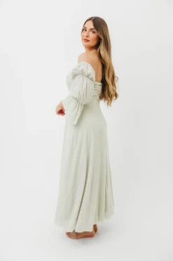 Fashion Worth Collective Corrine Tiered Sleeve Maxi Dress with Pockets in Mint - Bump Friendly
