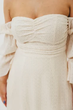 Outlet Worth Collective Corrine Tiered Sleeve Maxi Dress with Pockets in Ivory Cream - Bump Fr