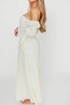 Outlet Worth Collective Corrine Tiered Sleeve Maxi Dress with Pockets in Butter Yellow - Bump