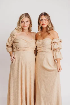 Hot Worth Collective Corrine Tiered Sleeve Maxi Dress with Pockets in Beige - Bump Friendly