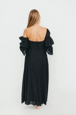 Sale Worth Collective Corrine Tiered Sleeve Maxi Dress with Pockets in Black - Bump Friendly