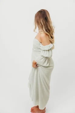 Fashion Worth Collective Corrine Tiered Sleeve Maxi Dress with Pockets in Mint - Bump Friendly