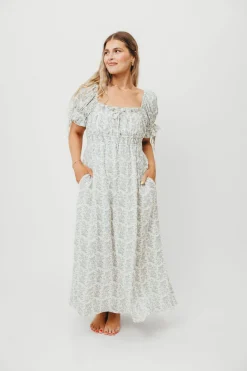 Outlet Worth Collective 100% Cotton Savanna Steppe Dress in Blue- Bump Friendly & Inclusive Si