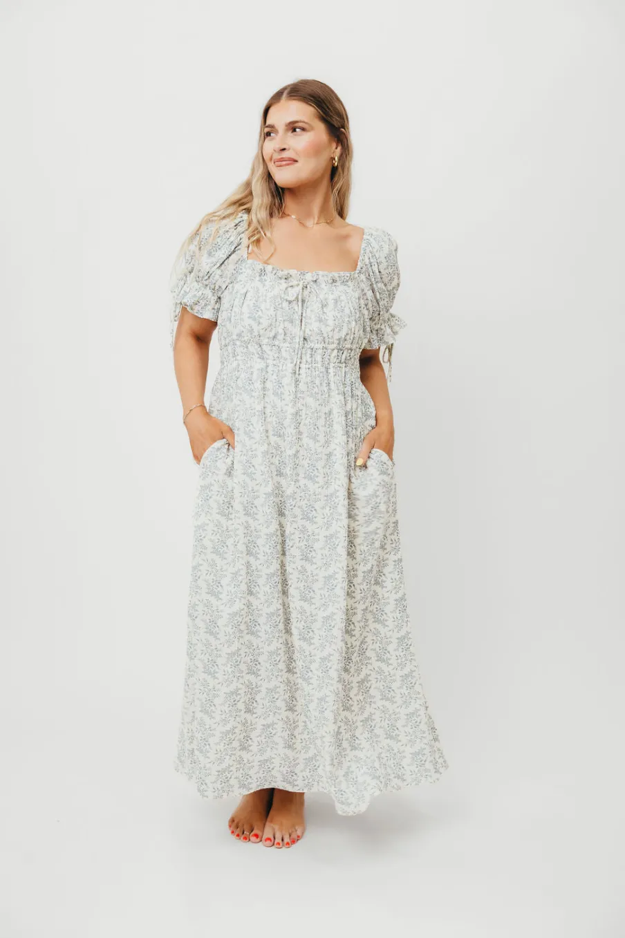 Outlet Worth Collective 100% Cotton Savanna Steppe Dress in Blue- Bump Friendly & Inclusive Si