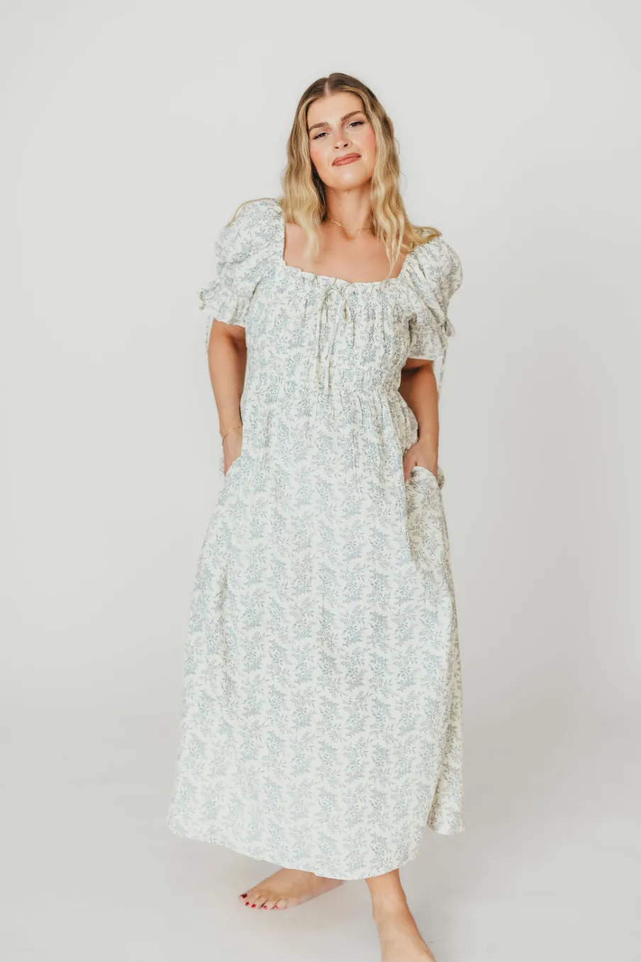 Outlet Worth Collective 100% Cotton Savanna Steppe Dress in Blue- Bump Friendly & Inclusive Si
