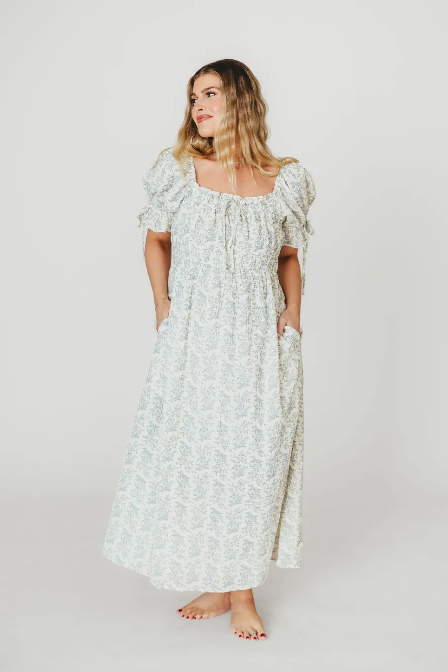 Outlet Worth Collective 100% Cotton Savanna Steppe Dress in Blue- Bump Friendly & Inclusive Si