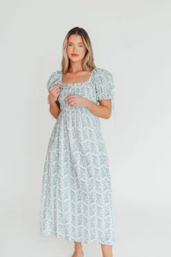 Outlet Worth Collective 100% Cotton Savanna Steppe Dress in Blue- Bump Friendly & Inclusive Si