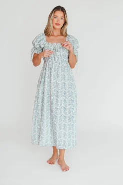 Outlet Worth Collective 100% Cotton Savanna Steppe Dress in Blue- Bump Friendly & Inclusive Si