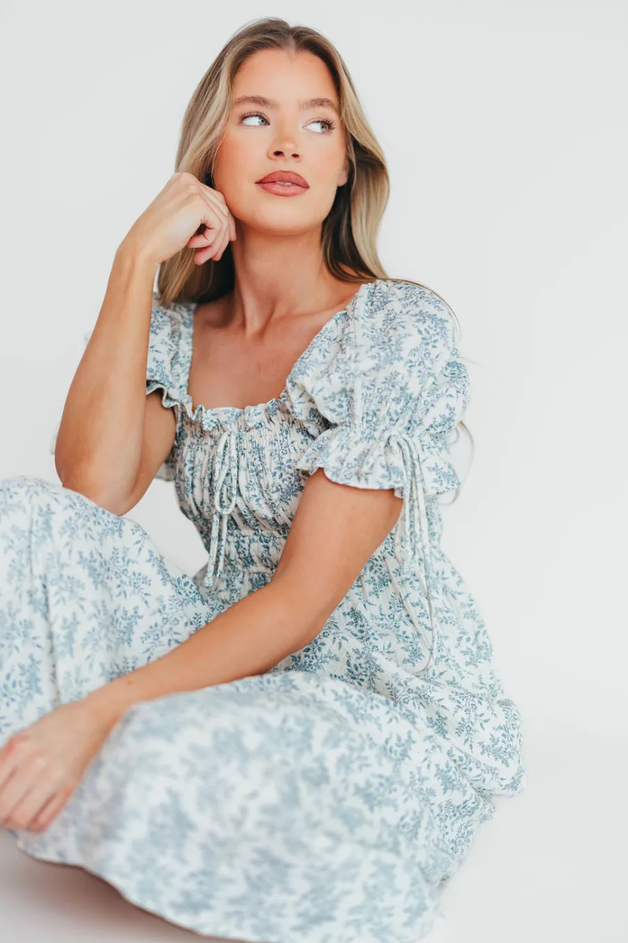 Outlet Worth Collective 100% Cotton Savanna Steppe Dress in Blue- Bump Friendly & Inclusive Si