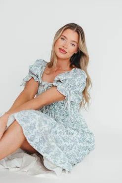 Outlet Worth Collective 100% Cotton Savanna Steppe Dress in Blue- Bump Friendly & Inclusive Si
