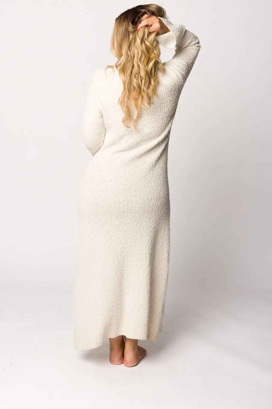 Best Worth Collective Courtney Boucle Maxi Shirt Dress in Cream- Nursing Friendly