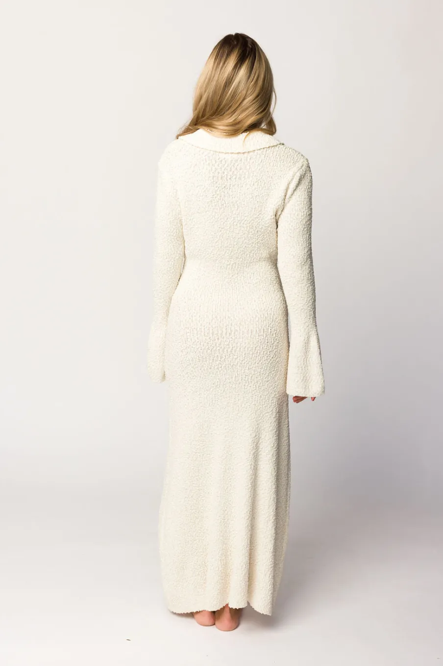 Best Worth Collective Courtney Boucle Maxi Shirt Dress in Cream- Nursing Friendly