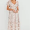 New Worth Collective Danielle Corset Maxi Dress in White/Pink Floral