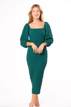 Sale Worth Collective Darcy Square Neck Midi Dress in Teal Green