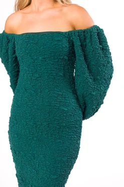 Sale Worth Collective Darcy Square Neck Midi Dress in Teal Green