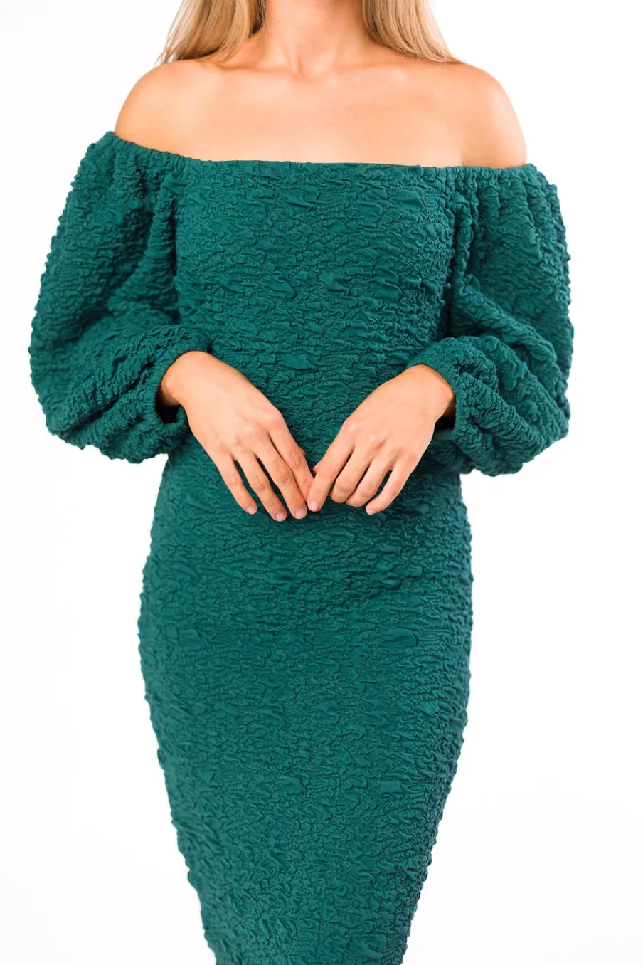 Sale Worth Collective Darcy Square Neck Midi Dress in Teal Green