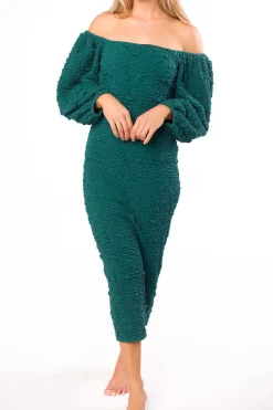 Sale Worth Collective Darcy Square Neck Midi Dress in Teal Green