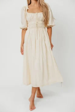 Discount Worth Collective Darling Midi Dress in Cream
