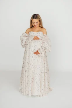 Clearance Worth Collective Dear Lily Maxi Dress in Lilac - Bump Friendly