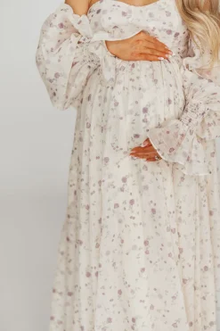 Clearance Worth Collective Dear Lily Maxi Dress in Lilac - Bump Friendly