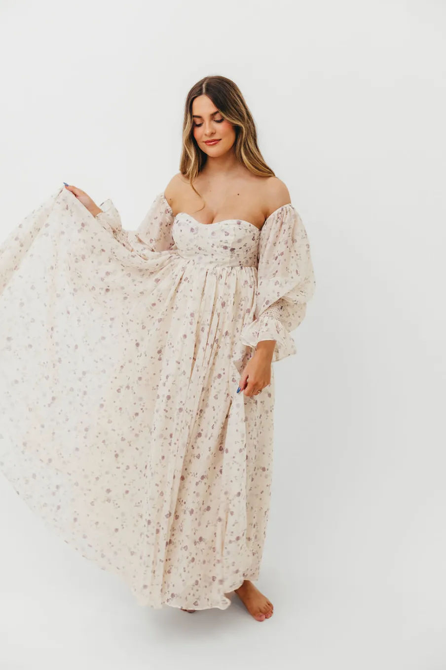 Clearance Worth Collective Dear Lily Maxi Dress in Lilac - Bump Friendly