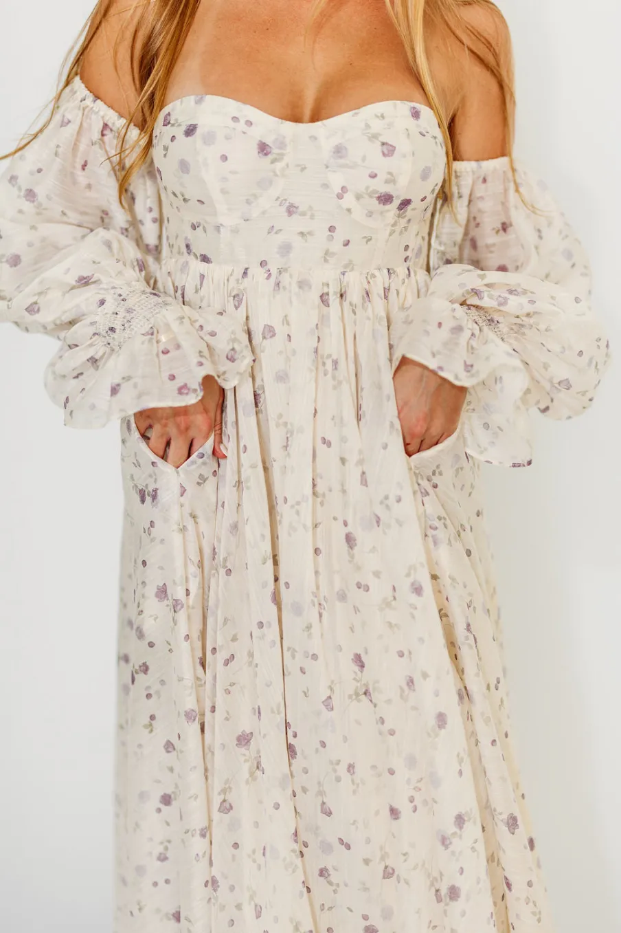 Clearance Worth Collective Dear Lily Maxi Dress in Lilac - Bump Friendly