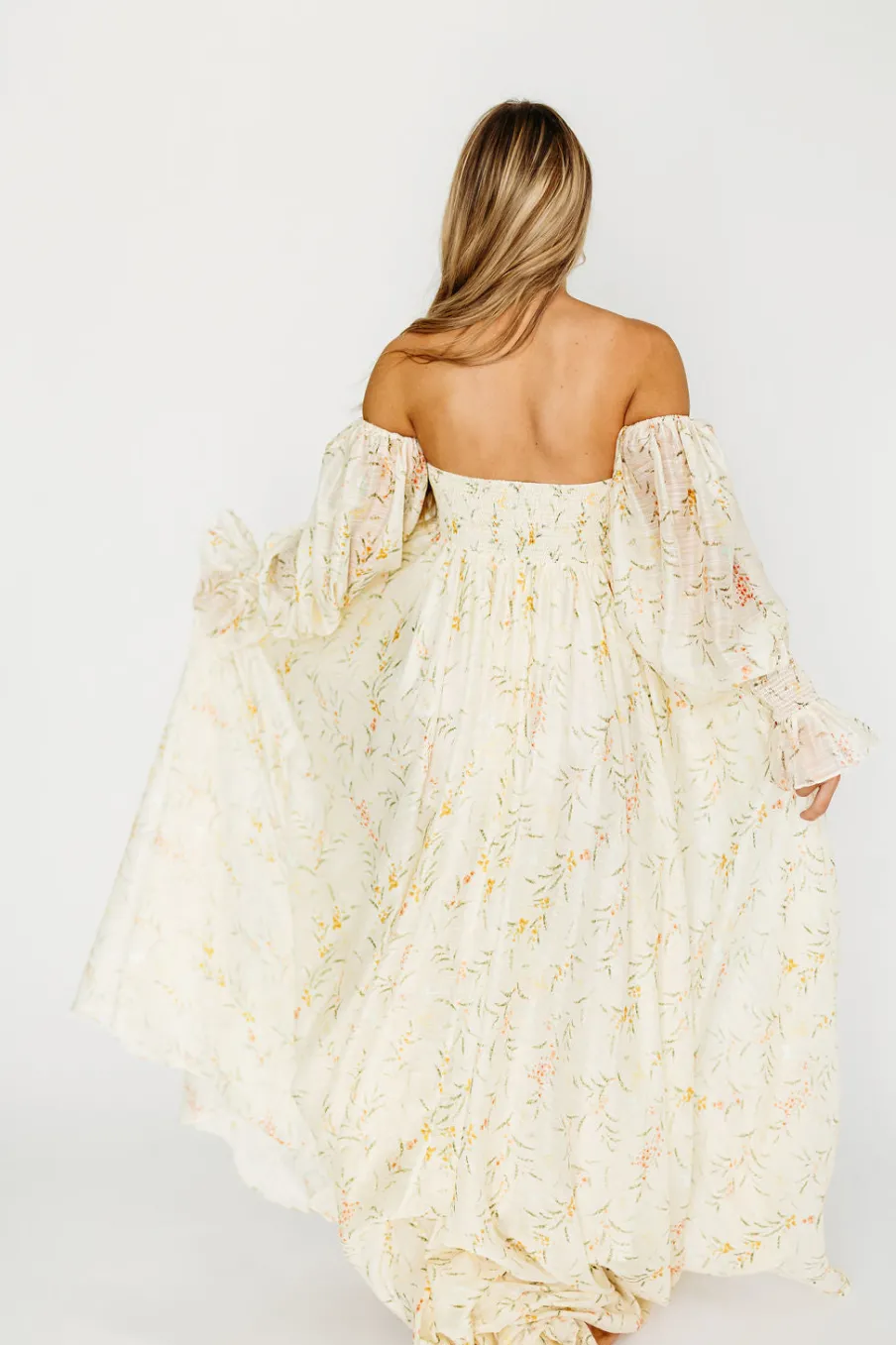Best Worth Collective Delilah Dress With Train in Cream Floral - Bump Friendly (XS-XL) Resto