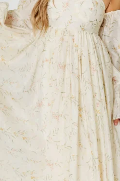Best Worth Collective Delilah Dress With Train in Cream Floral - Bump Friendly (XS-XL) Resto