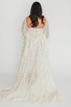 Best Worth Collective Delilah Dress With Train in Cream Floral - Bump Friendly (XS-XL) Resto