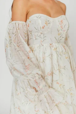 Best Worth Collective Delilah Dress With Train in Cream Floral - Bump Friendly (XS-XL) Resto