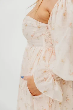 Clearance Worth Collective Delilah Maxi Dress with Train in Peach - Bump Friendly (XS-3XL)