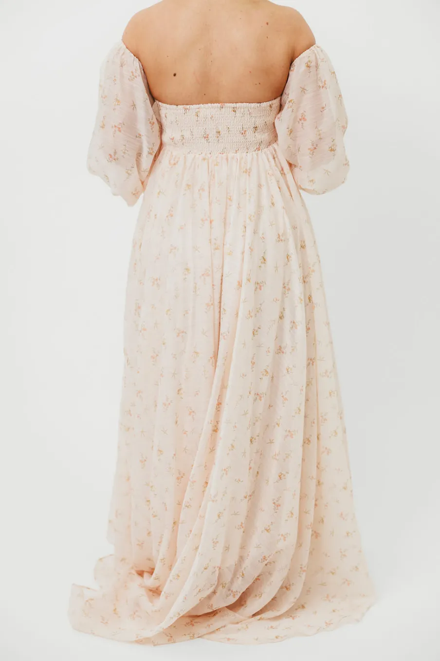 Clearance Worth Collective Delilah Maxi Dress with Train in Peach - Bump Friendly (XS-3XL)