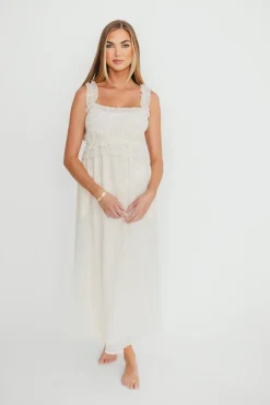 Sale Worth Collective Demi Ruffle Midi Dress in Ecru