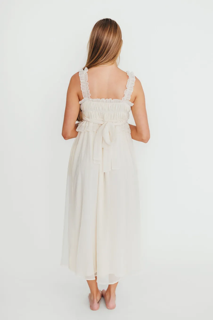 Sale Worth Collective Demi Ruffle Midi Dress in Ecru