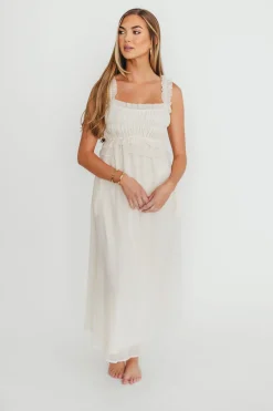 Sale Worth Collective Demi Ruffle Midi Dress in Ecru